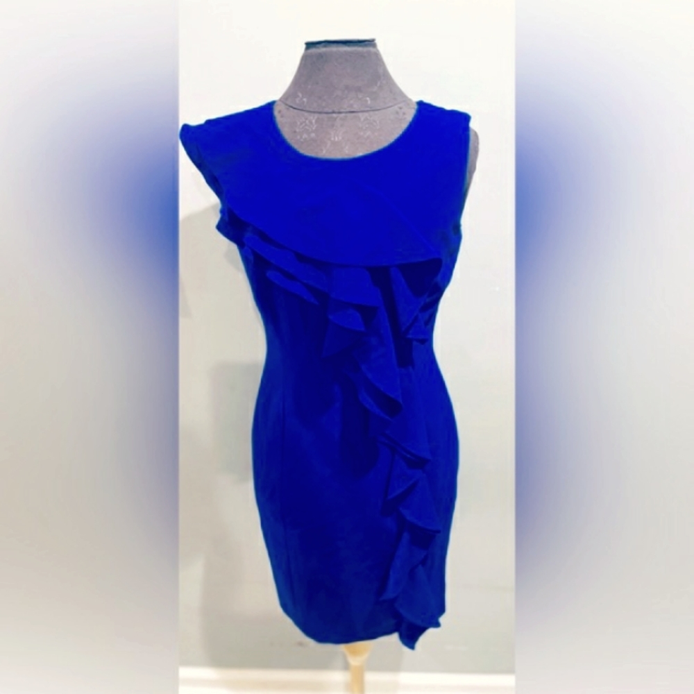 Calvin Klein Blue Ruffled Dress